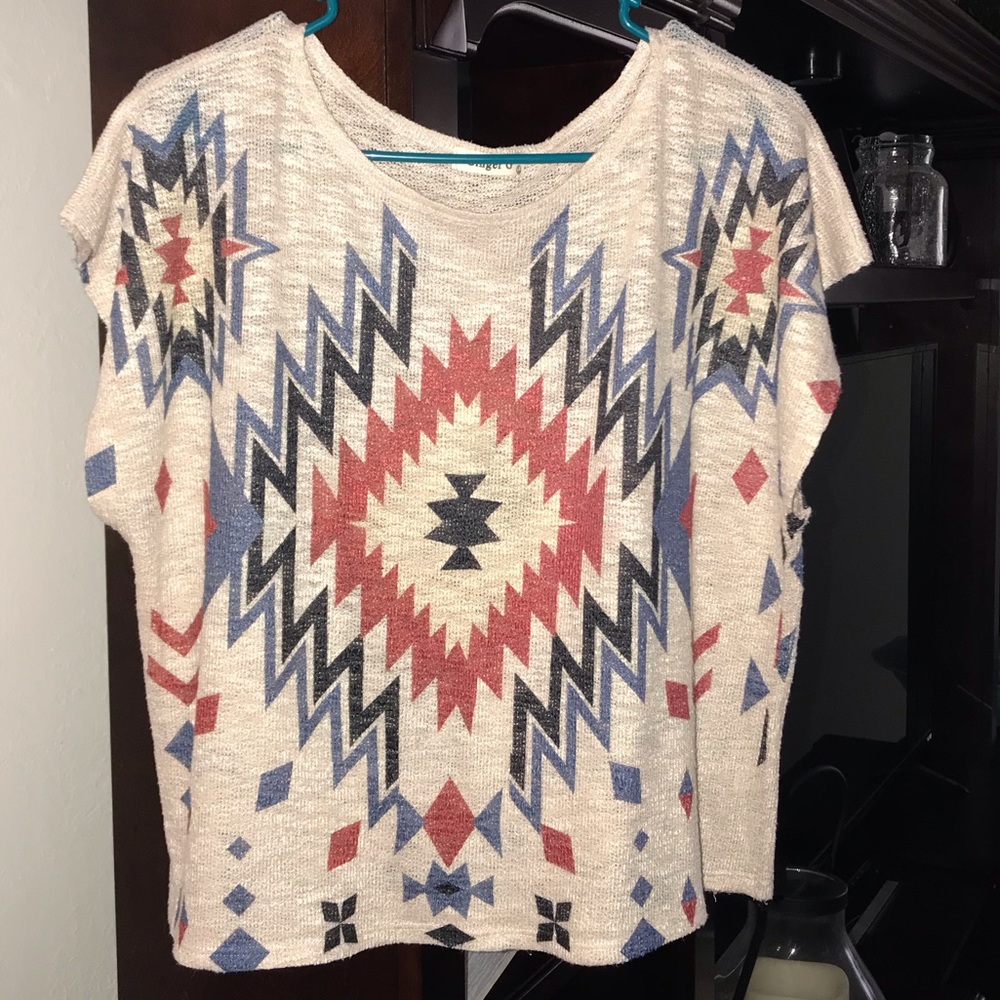 Aztec design slight crop top